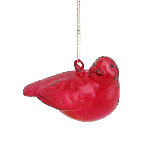 4" Red and Gold Glass Bird Christmas Ornament - IMAGE 1