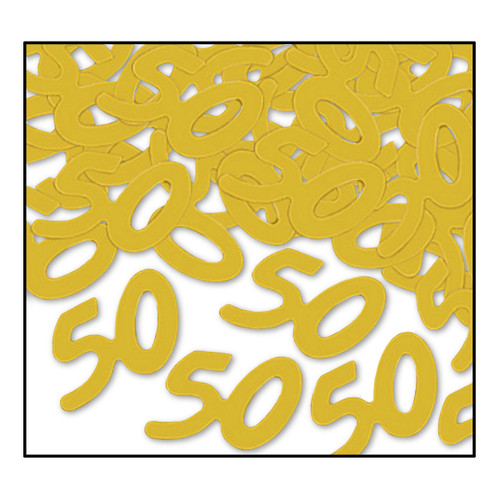 Fanci-Fetti "50" Silhouettes Confetti Bags - 0.5 oz. - Gold - Pack of 12 - IMAGE 1