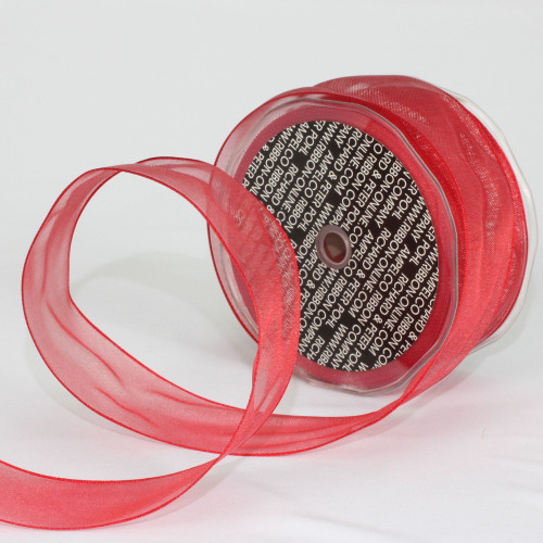 Scarlet Red Crystal Wired Edge Craft Ribbon 1.5" x 27 Yards - IMAGE 1