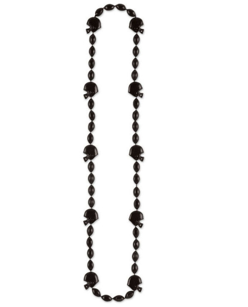 Club Pack of 12 Black Football Helmet Beaded Party Necklaces 36" - IMAGE 1