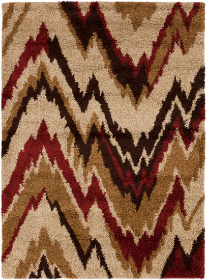 5.25' x 7.25' Retro Lightening Brown, Bronze and Red Rectangular Area Throw Rug - IMAGE 1