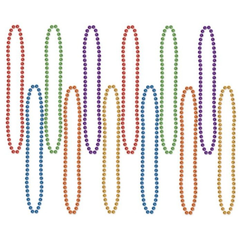 Beaded Necklace Costume Accessories - 33" - Multicolor - Pack of 144 - IMAGE 1
