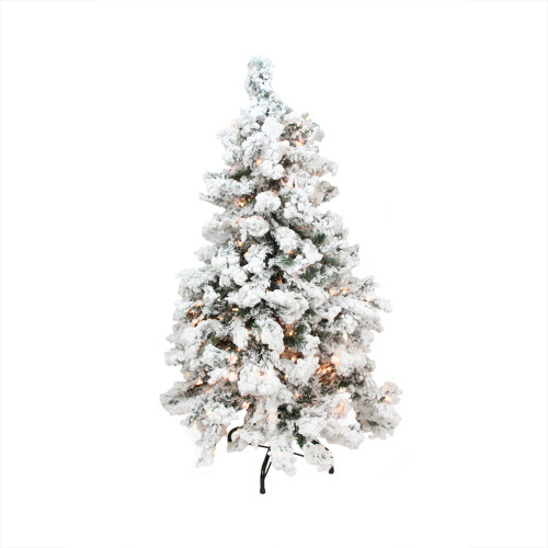 9' Pre-Lit Heavily Flocked Pine Medium Artificial Christmas Tree - Clear Lights - IMAGE 1