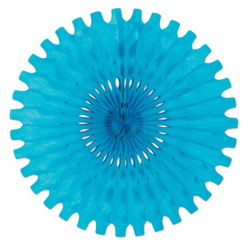Honeycomb Tissue Paper Fan Decoration - 25" - Turquoise - Pack of 12 - IMAGE 1