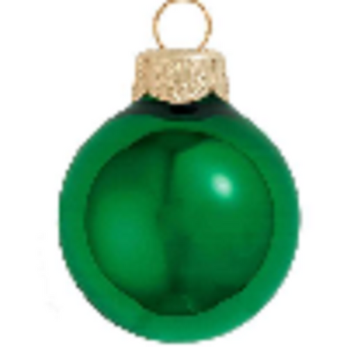 Small Shiny Finish Glass Christmas Ball Ornaments - 2" (50mm) - Green - 28ct - IMAGE 1