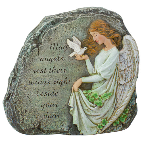 9.25" Joseph's Studio Irish Angel with Blessing Outdoor Garden Stone - IMAGE 1