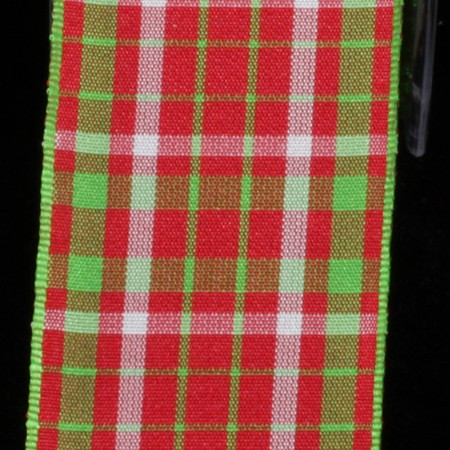 Red and Green Taffeta Wired Craft Ribbon 1.5" x 27 Yards - IMAGE 1