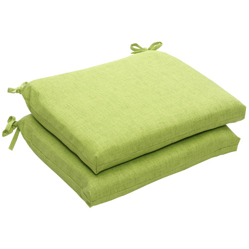 Solid Outdoor Patio Squared Corner Seat Cushions - 18.5" - Green - Set of 2 - IMAGE 1