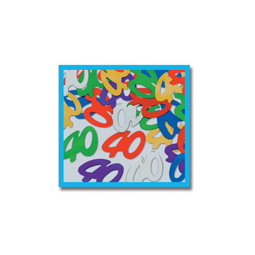 Club Pack of 12 Vibrantly Colored Fanci-Fetti "40" Celebration Confetti Bags 0.5 oz. - IMAGE 1