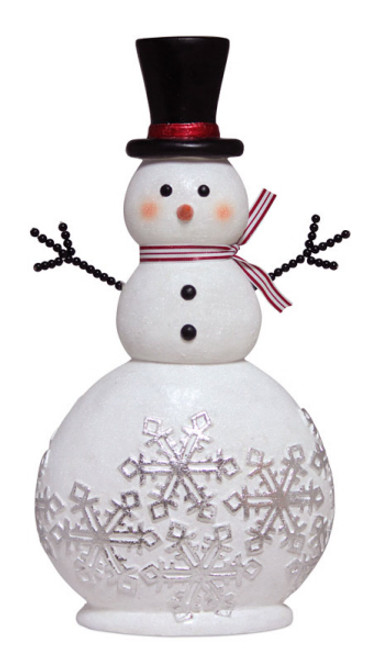 20" White and Black Glittered Snowman Adorned with Snowflakes Christmas Tabletop Decor - IMAGE 1