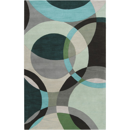9' x 12' Blue and Gray Contemporary Rectangular Wool Area Throw Rug - IMAGE 1