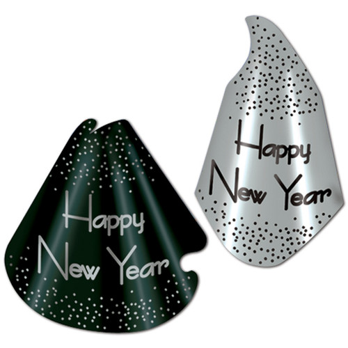 Club Pack of 50 Sparkling Silver "Happy New Years" Legacy Party Favor Hats - IMAGE 1