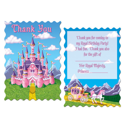 Club Pack of 96 Pink and Purple Princess Castle Party "Thank You" Notes 5.5" - IMAGE 1