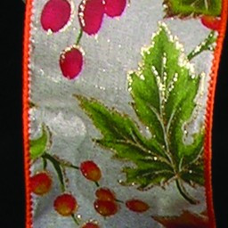 Pack of 2 Metallic Green Holly and Berries Wired Craft Ribbons 2.5" x 20 Yards - IMAGE 1