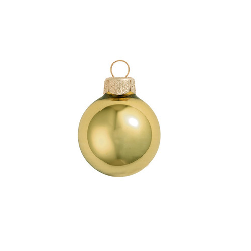 Small Shiny Finish Glass Christmas Ball Ornaments - 2" (50mm) - Yellow Sun - 28ct - IMAGE 1