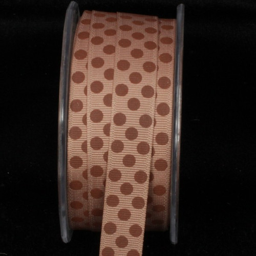 Sepia Brown and Penny Brown Polka Dot Wired Craft Ribbon 0.5" x 108 Yards - IMAGE 1