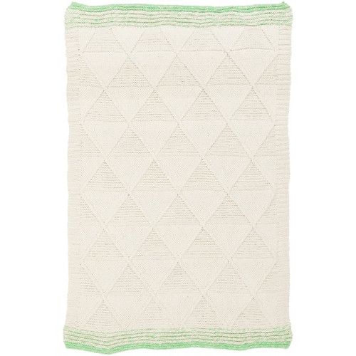 4' x 6' Beige and Lime Green Hand Woven Rectangular Area Throw Rug - IMAGE 1