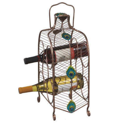 16" Contemporary Peacock Eye Inspired Wine Rack - 5 Bottle Storage - IMAGE 1