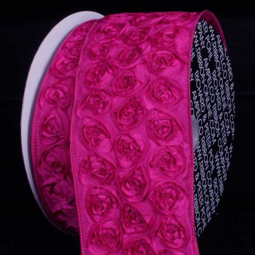 Pink Contemporary Roses Wired Craft Ribbon 4" x 10 Yards - IMAGE 1