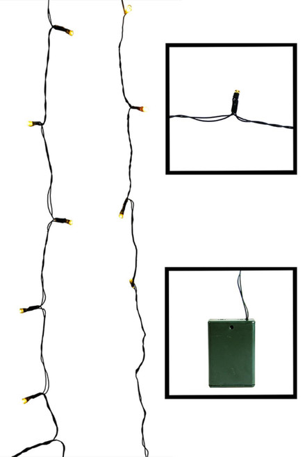 20 Battery Operated Gold LED Wide Angle Christmas Lights - 6.25 ft Green Wire - IMAGE 1
