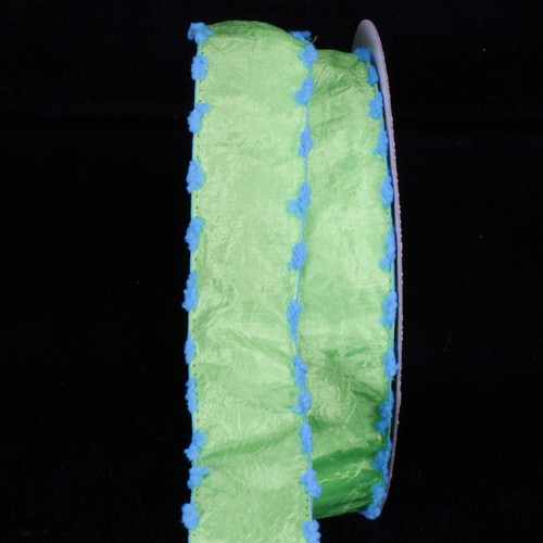 Lime Green and Blue Wired Samoa Ribbon 1.5" x 54 Yards - IMAGE 1