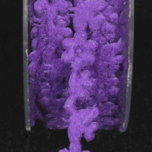 Purple Felt Birds and Flowers Woven Craft Ribbon 0.5" x 22 Yards - IMAGE 1