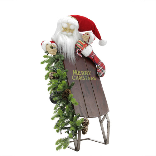 26" Battery Operated Lighted Musical Santa Claus with Sleigh Christmas Decoration - IMAGE 1