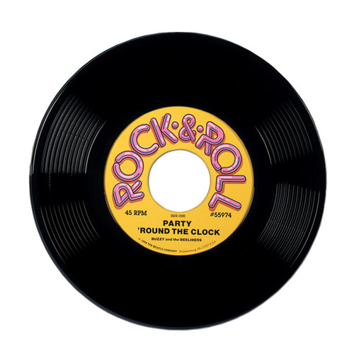 Club Pack of 12 Black Rock n' Roll 50' Vintage Record Party Decorations 19" - IMAGE 1