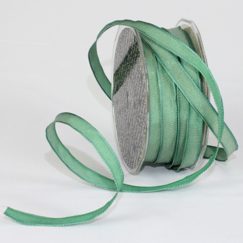 Jade Green French Wired Craft Ribbon 0.25" x 108 Yards - IMAGE 1