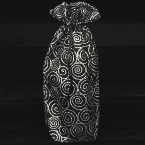 Pack of 6 Silver and Black Swirl Gift Bags 13" x 7" - IMAGE 1