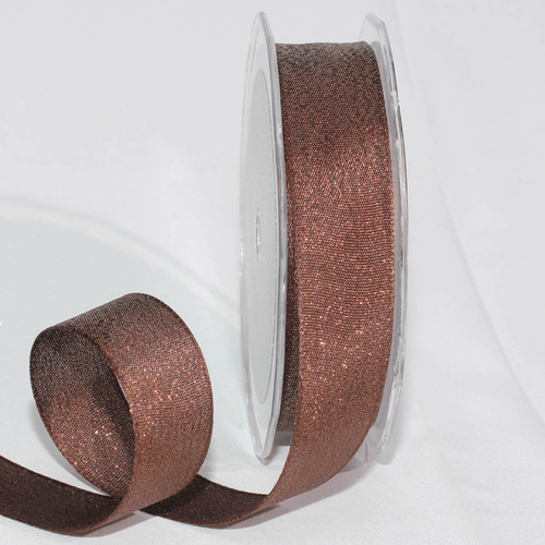Set of 4 Sparkly Brown Taffeta Woven Edge Craft Ribbon 1" x 108 Yards - IMAGE 1