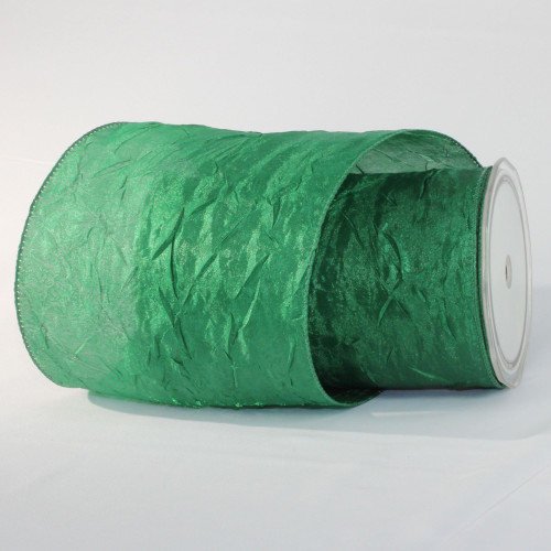 Green Forest Crinkled Wired Craft Ribbon 6" x 27 Yards - IMAGE 1