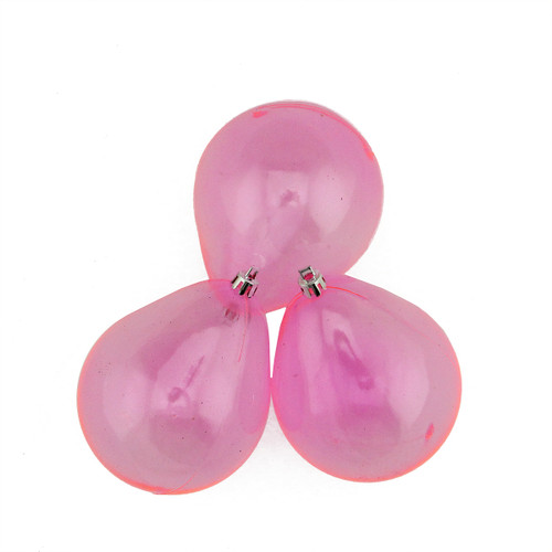3ct Pink Transparent Teardrop Shatterproof Christmas Ornaments 4.75" (120mm) - IMAGE 1