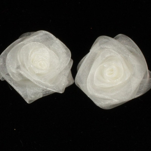 Club Pack of 72 Sheer Ivory Rose Craft Ribbon Flowers 1.5" - IMAGE 1