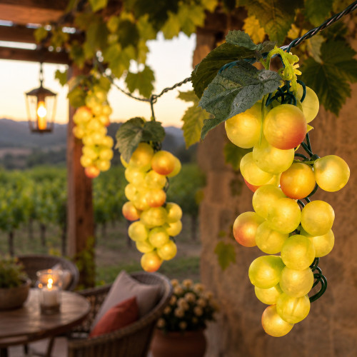 Wine Grape Clusters Indoor Outdoor Patio Light Set - Green - 5' Green Wire - 4ct - IMAGE 1