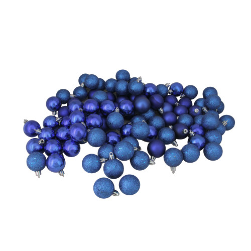 Shatterproof 4-Finish Christmas Ball Ornaments - 1.5" (40mm) - Royal Blue - 96ct - IMAGE 1