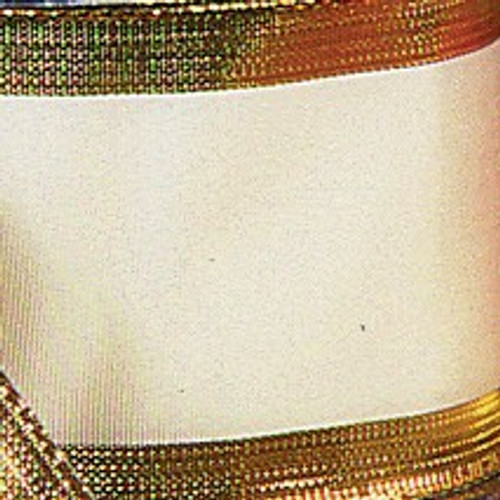 Cream with Gold Edge Wired Craft Ribbon 1.5" x 27 Yards - IMAGE 1