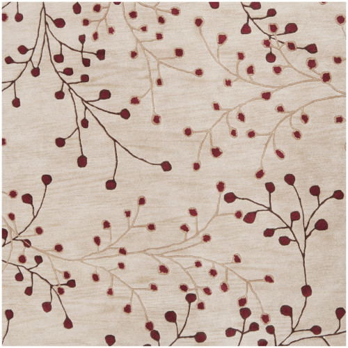 8' x 8' Fair Enoki Carnelian Red and Desert Sand Square Wool Area Throw Rug - IMAGE 1