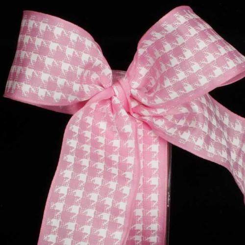 Pink and White Wired Craft Ribbon 1.5" x 27 Yards - IMAGE 1