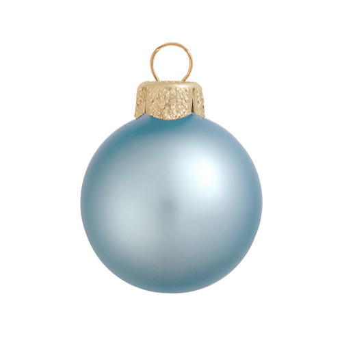 Sky Blue Matte Finish Glass Christmas Ball Ornaments - 7" (180mm) - IMAGE 1