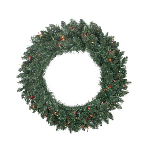 30" Pre-Lit Traditional Pine Artificial Christmas Wreath - Multi Lights - IMAGE 1