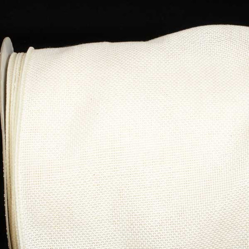 Ivory Fine Burlap Wired Craft Ribbon 6" x 20 Yards - IMAGE 1