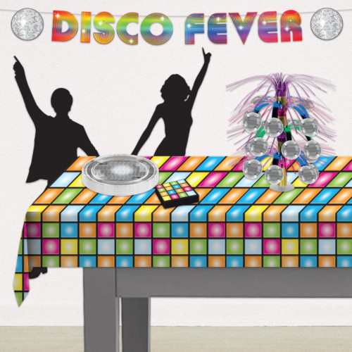 Disco Fever Disposable Tablecloth - 108" - Multicolor - Pack of 12 - IMAGE 1