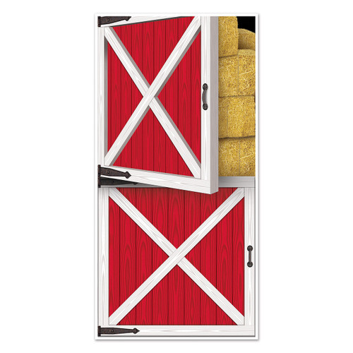 Club Pack of 12 Red and White Traditional Barn Door Covers 5' - IMAGE 1