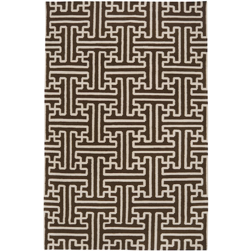 3.5' x 5.5' Chocolate Brown and Ivory Wool Area Throw Rug - IMAGE 1