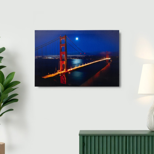 LED Lighted San Francisco Golden Gate Bridge Canvas Wall Art - 15.75" x 23.5" - IMAGE 1