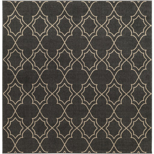 8.75' Black and Brown Contemporary Square Area Throw Rug - IMAGE 1