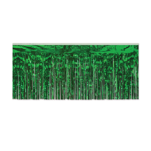 Pack of 6 Green Hanging Fringe Drape Decorations 10' - IMAGE 1