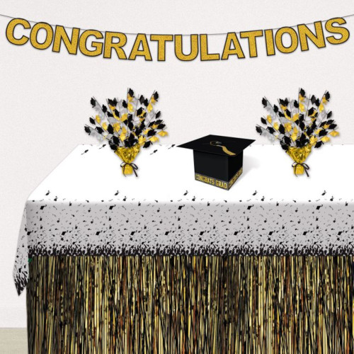 Graduation Cap Card Box - 8.5" - Black and Gold - Pack of 6 - IMAGE 1