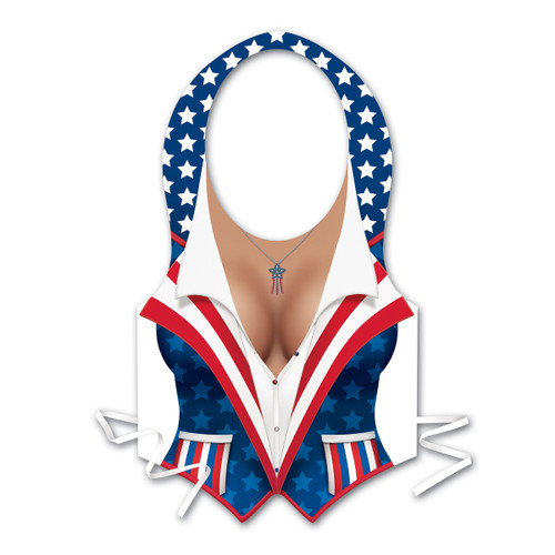 Club Pack of 48 Blue Stars and Stripes Patriotic Vest Women Adult Costume Accessories - One Size - IMAGE 1